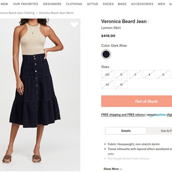 NEW Veronica Beard Lennon Tiered Denim Jean Skirt Size 14 SOLD OUT ONLINE - Picture 16 of 16